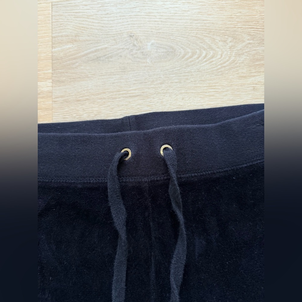 Juicy Couture Black Label Stretch Velour Rodeo Drive Leggings Y2K Drawstring S - Picture 6 of 8